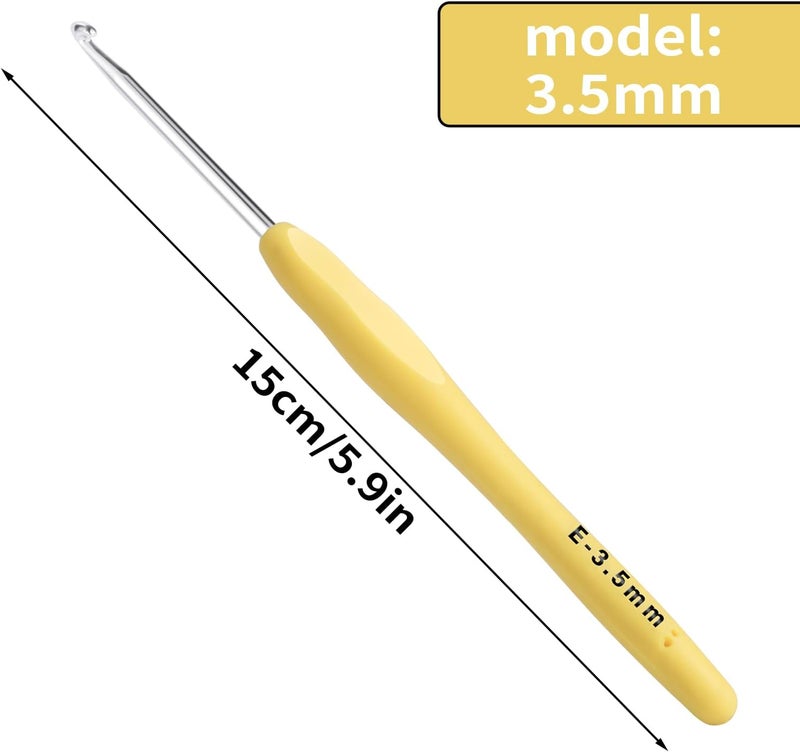 Gerute 3.5mm Crochet Hook, Ergonomic Crochet Hook, Smooth and Extra Long Knitting Needles, with Soft Rubber Ergonomic Handle and Aluminum Tip, Perfect Beginner and Arthritic Crochet Hooks (3.5 mm) - Image 2